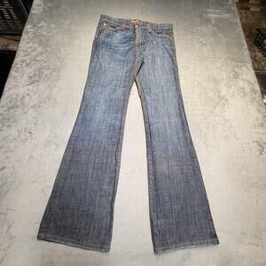 Plastic By Gly Jeans Womens 7 Blue Flared Slim Medium Wash Stretch Denim